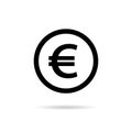 Euro icon. Symbol of money currency. Financial sign isolated on white background. Black coin logo for price, save and exchange. Royalty Free Stock Photo