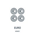 euro icon vector from money collection. Thin line euro outline icon vector illustration Royalty Free Stock Photo