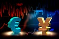 Euro and Japanese Yen Currency Exchange, 3D Rendering Royalty Free Stock Photo