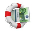 Euro and Lifebuoy Isolated