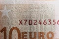 10 euro macro with serial number (detail) and copyspace