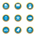 Euro milk icons set, flat style