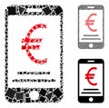 Euro mobile payment Composition Icon of Bumpy Parts Royalty Free Stock Photo