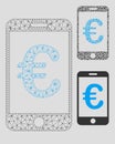 Euro Mobile Payment Vector Mesh Carcass Model and Triangle Mosaic Icon Royalty Free Stock Photo