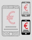 Euro Mobile Payment Vector Mesh Network Model and Triangle Mosaic Icon Royalty Free Stock Photo