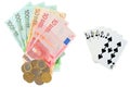 Euro money as prize in poker Royalty Free Stock Photo