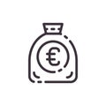 Euro money bag. Vector line icon. Royalty Free Stock Photo