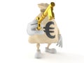 Euro money bag character holding door key Royalty Free Stock Photo