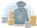 Euro Money Bag with Coins Royalty Free Stock Photo