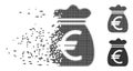 Euro Money Bag Destructed Pixel Halftone Icon