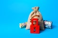 Euro money bag and red padlock. Sanctions and Restrictions. Freezing of assets, seizure of savings and property. Transaction