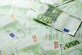 Euro money bank. Euro bills background. One hundred Euro bills. a lot of euro Royalty Free Stock Photo