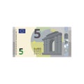 5 Euro money banknote cartoon vector illustration isolated object Royalty Free Stock Photo