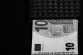 10 Euro money banknotes in blak wallet isolated Royalty Free Stock Photo