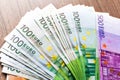 Euro Money Banknotes. Euro banknotes as part of the united country`s payment system. Currency. Cash money on the table. The europe
