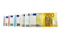 Euro Money Banknotes, isolated on white background Royalty Free Stock Photo