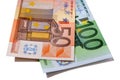 Euro 50 and 100 money bills Royalty Free Stock Photo