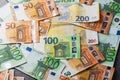 Euro Money. euro cash background. Euro Money Banknotes. Pile of paper euro banknotes as part of the united country\'s payment Royalty Free Stock Photo