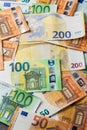 Euro Money. euro cash background. Euro Money Banknotes. Pile of paper euro banknotes as part of the united country\'s payment Royalty Free Stock Photo