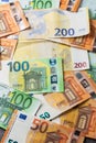 Euro Money. euro cash background. Euro Money Banknotes. Pile of paper euro banknotes as part of the united country\'s payment Royalty Free Stock Photo