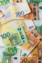 Euro Money. euro cash background. Euro Money Banknotes. Pile of paper euro banknotes as part of the united country\'s payment Royalty Free Stock Photo