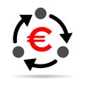 Euro money change shadow icon, trade cash information web symbol, convert sign vector illustration