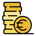 Euro money coin icon color outline vector Royalty Free Stock Photo