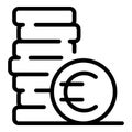 Euro money coin icon, outline style Royalty Free Stock Photo