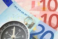 Euro money and compass Royalty Free Stock Photo