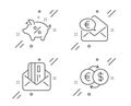 Euro money, Credit card and Loan percent icons set. Money exchange sign. Receive cash, Mail, Piggy bank. Vector Royalty Free Stock Photo