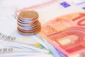 Euro money and czech crown Royalty Free Stock Photo