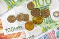 Euro money and czech crown Royalty Free Stock Photo