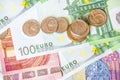 Euro money and czech crown Royalty Free Stock Photo