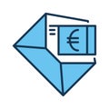 Euro Money in Envelope vector Corruption concept colored icon