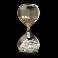 Euro Money In Hourglass Isolated On Black Royalty Free Stock Photo