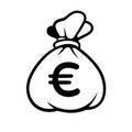 Euro Money Icon with Bag. Vector. Royalty Free Stock Photo