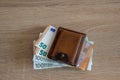 Euro money lie in a shopping wallet in a store Royalty Free Stock Photo