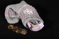 Euro money stock in a sock Royalty Free Stock Photo
