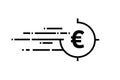 Euro Money Transfer icon with quick lines in white background. vector illustration