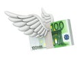 Euro Money Wings Flying Isolated