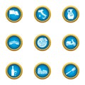 Euro municipal icons set, flat style