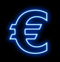 Euro finance neon sign glow isolated on black Royalty Free Stock Photo