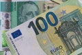 100 Euro Note Over 100 Bulgarian Lev for Currency Exchange Royalty Free Stock Photo