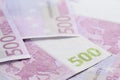 500 euro notes background closeup photo Royalty Free Stock Photo
