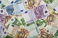 Close-up pattern of Euro paper currency Royalty Free Stock Photo