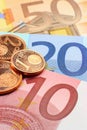 Euro notes and coins Royalty Free Stock Photo