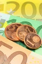 Euro notes and coins Royalty Free Stock Photo