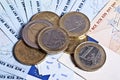 EURO notes and coins. Royalty Free Stock Photo