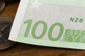 100 euro notes and coins- Image Royalty Free Stock Photo