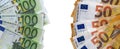 Euro notes, European Union isolated over white Royalty Free Stock Photo